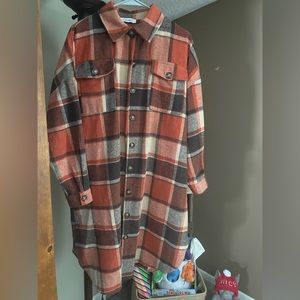 Plaid Shacket with side pockets